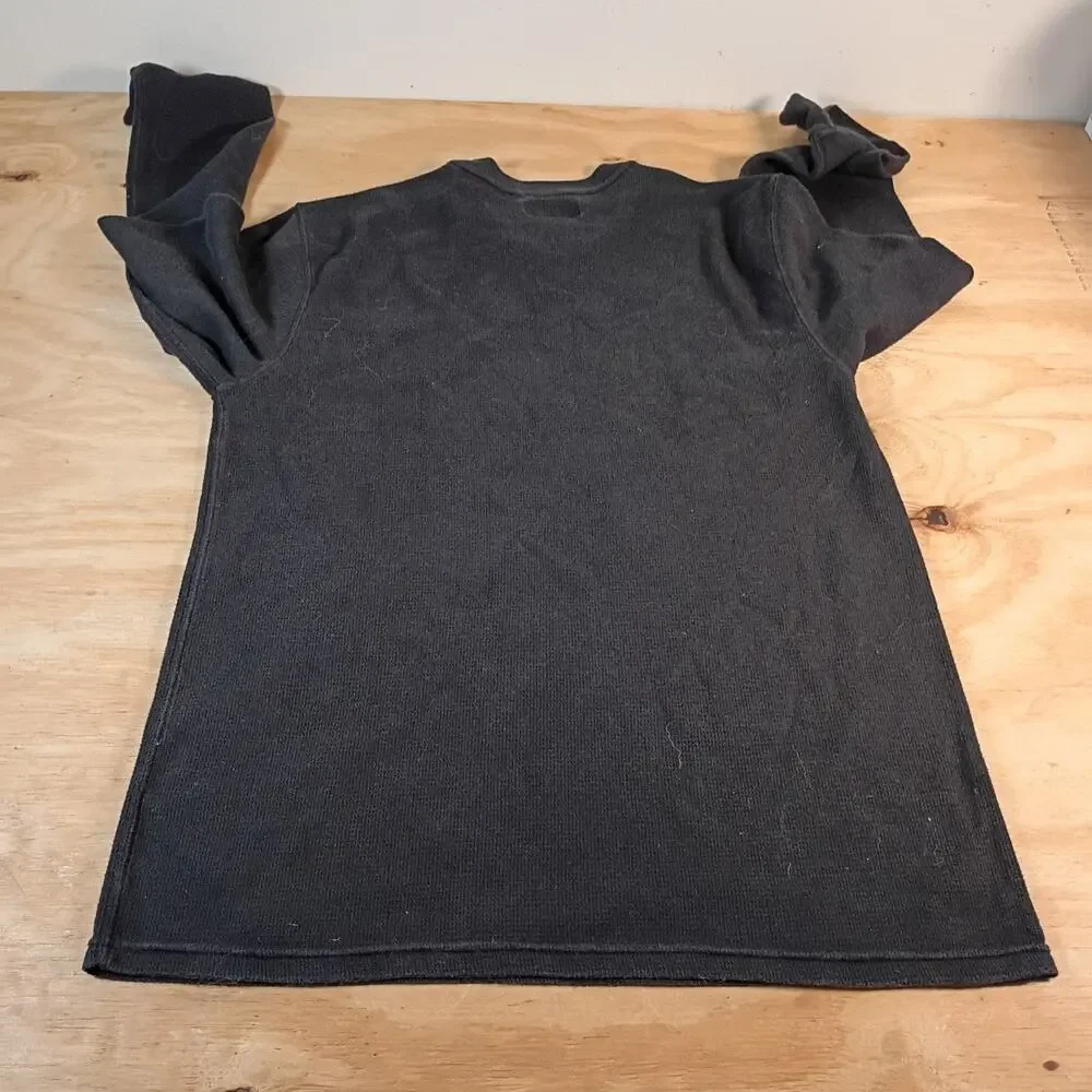 Polo Ralph Lauren Mens L Black Thermal Waffle Knit Long Sleeve Shirt Red Pony